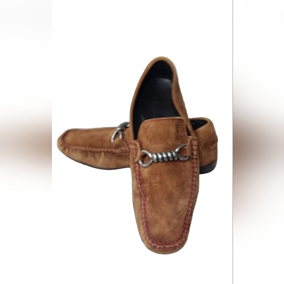 Vintage Donald J Pliner Danit Suede Loafers Men's Size 9.5 M Tan Retail $250  - Picture 4 of 7